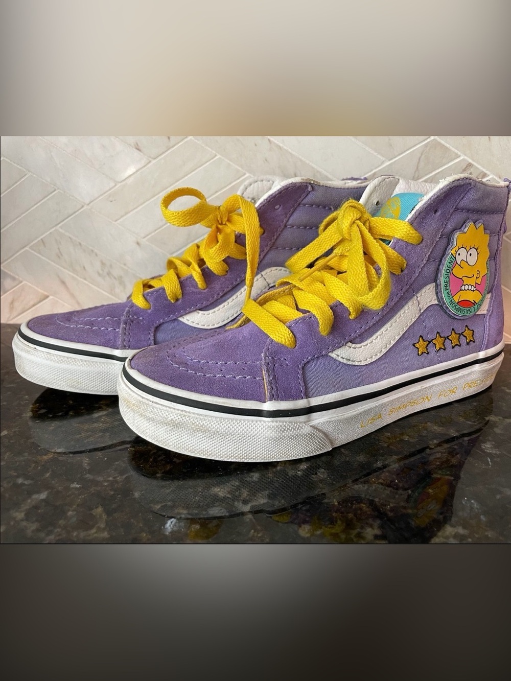 VANS Youth Size 1 The Simpsons Lisa for President High Top Sneakers Shoes